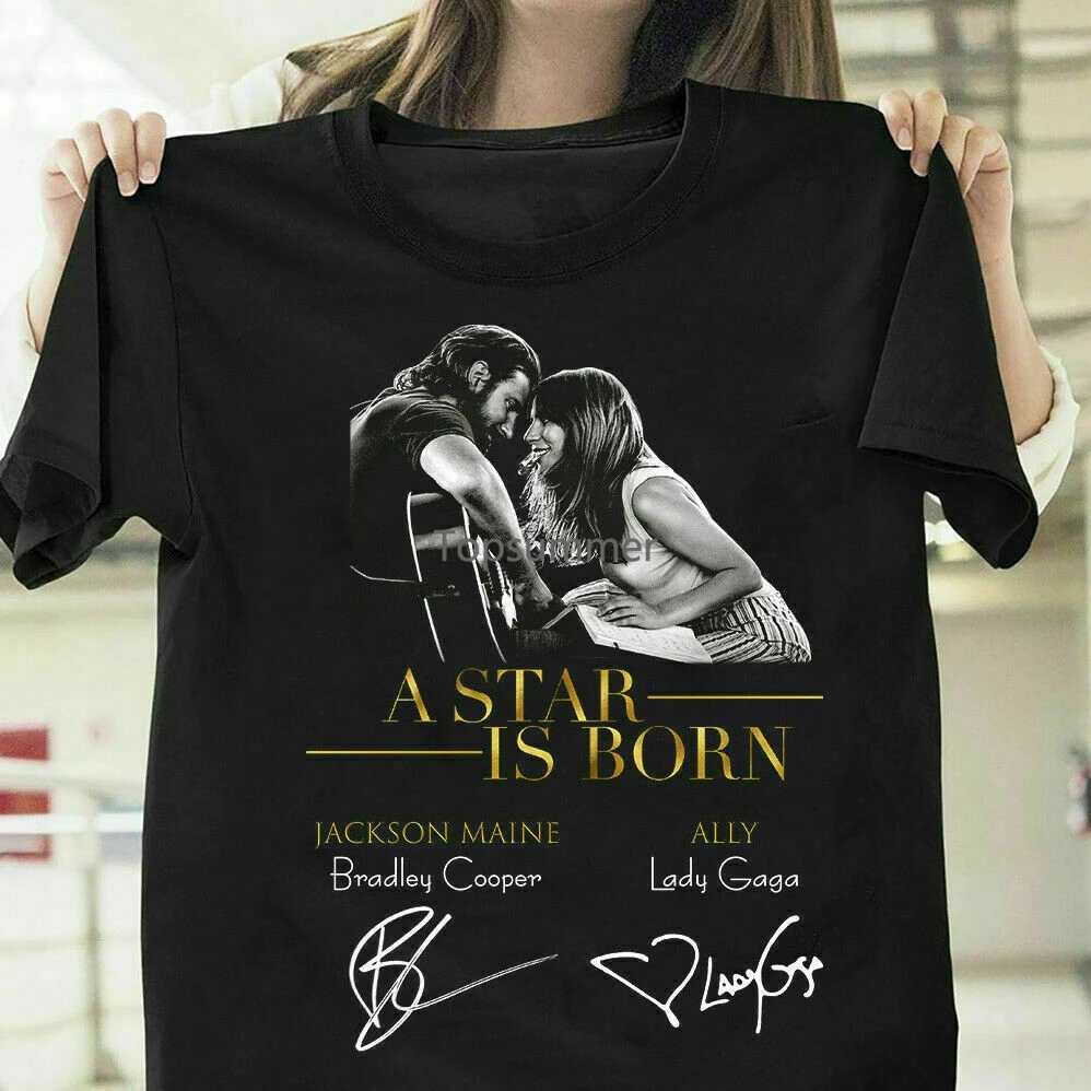

A Star Is Born Bradley Cooper As Jackson Maine With Lady Gaga Black T-Shirt T Shirts Casual Brand Clothing Cotton