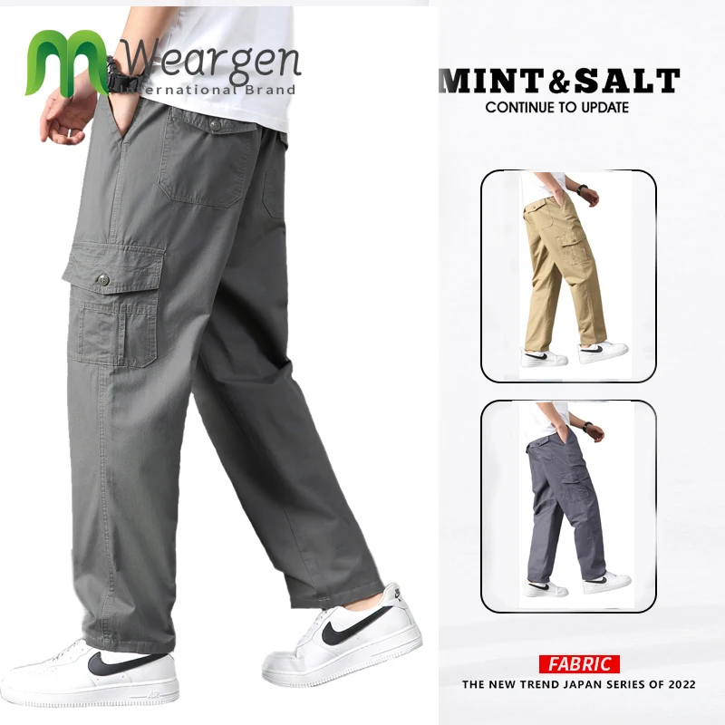 

Брюки-карго мужские прямые, тактическая уличная одежда в стиле милитари, слаксы с несколькими карманами, длинные штаны, одежда больших размеров, 8535