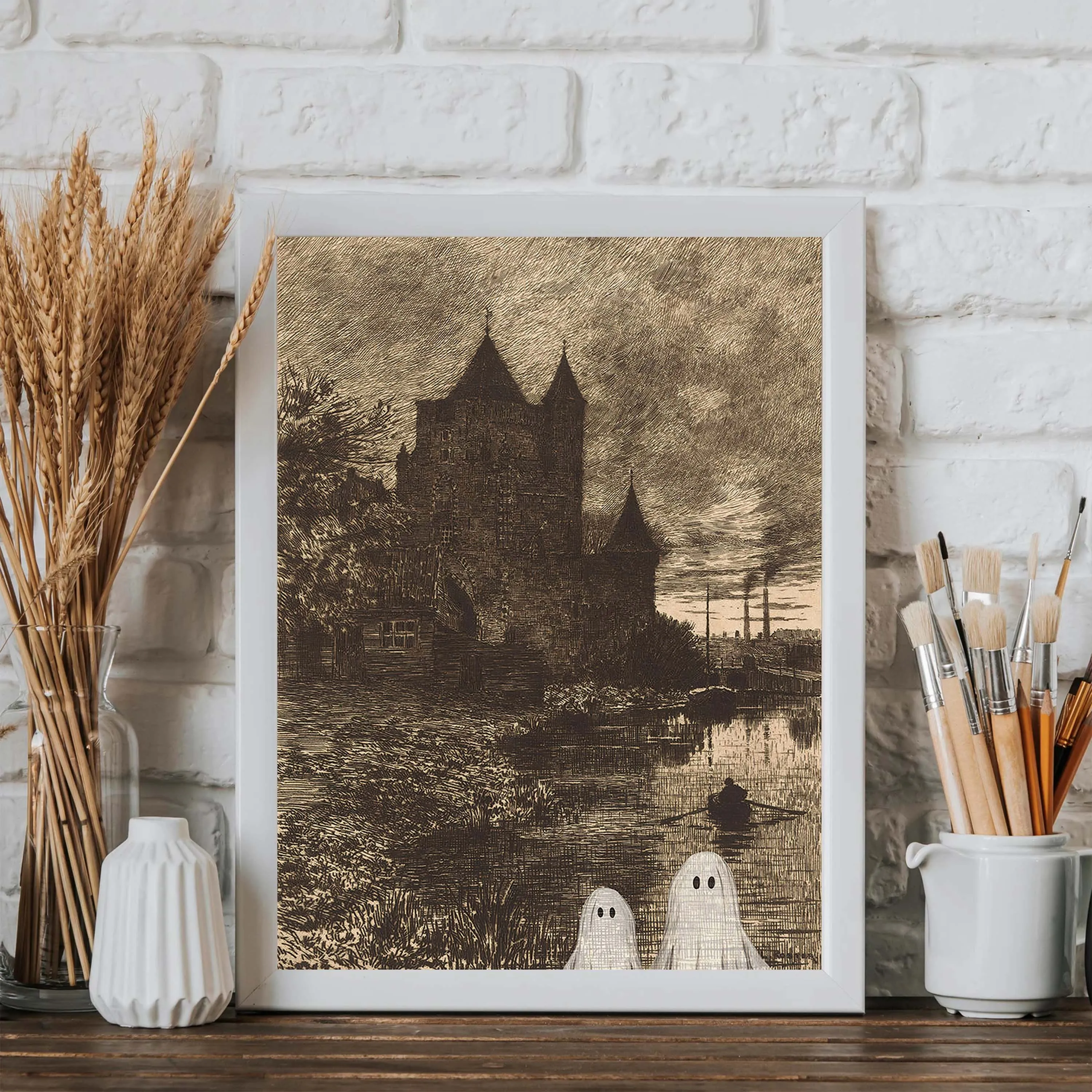 Винтажные Настенные Рисунки На Хэллоуин С Призраками Декоративный Готический