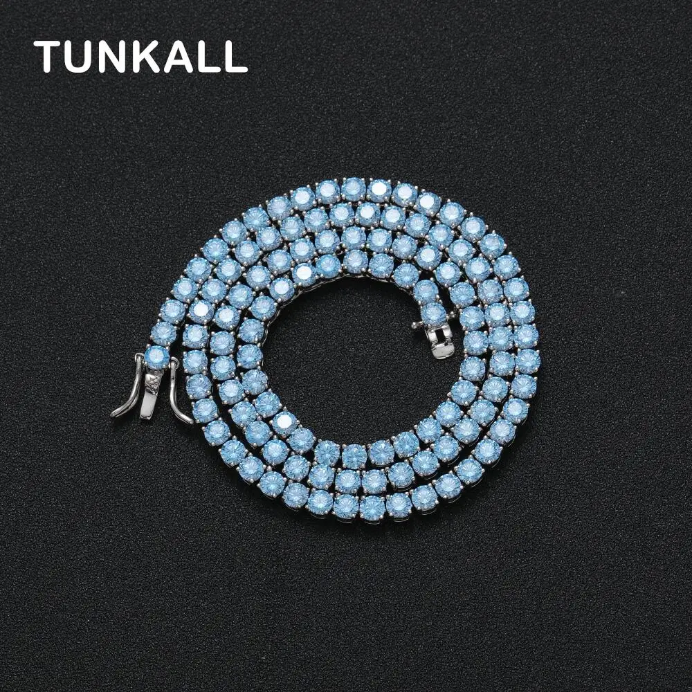 Цепь для тенниса 4 мм 16 дюймов 18 20 цвет морской Голубой цирконий женское