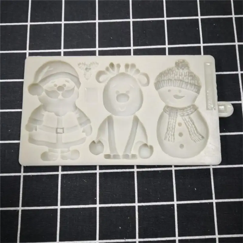 

Kitchen Baking Supplies Christmas Silicone Fudge Mold Cake Ornaments Chocolate Food Grade Art 3D Santa Snowman Deer Mould
