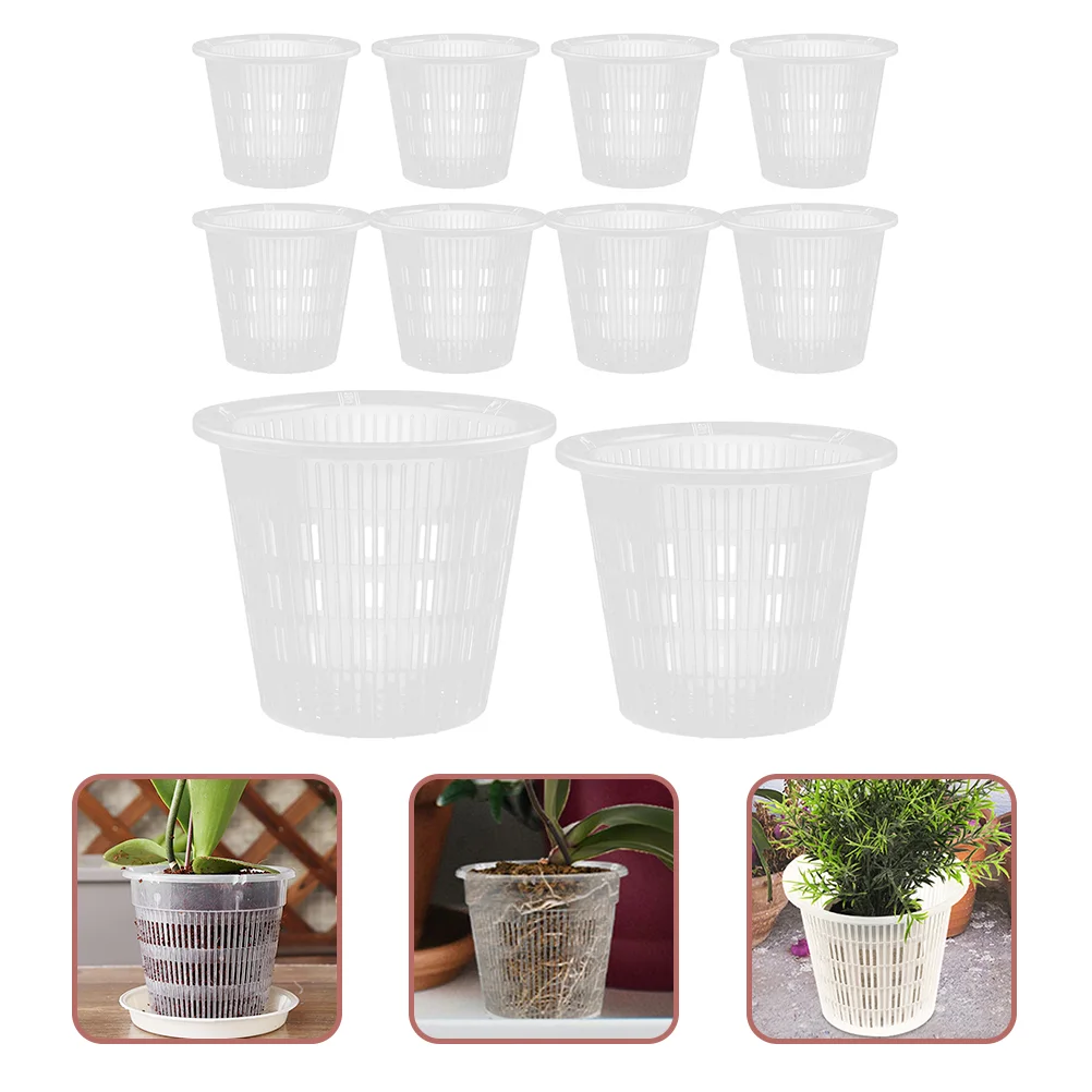 

10 Pcs Floral Decor Plastic Nursery Pots Plants Planter Desktop Drainage Hole Phalaenopsis Orchid