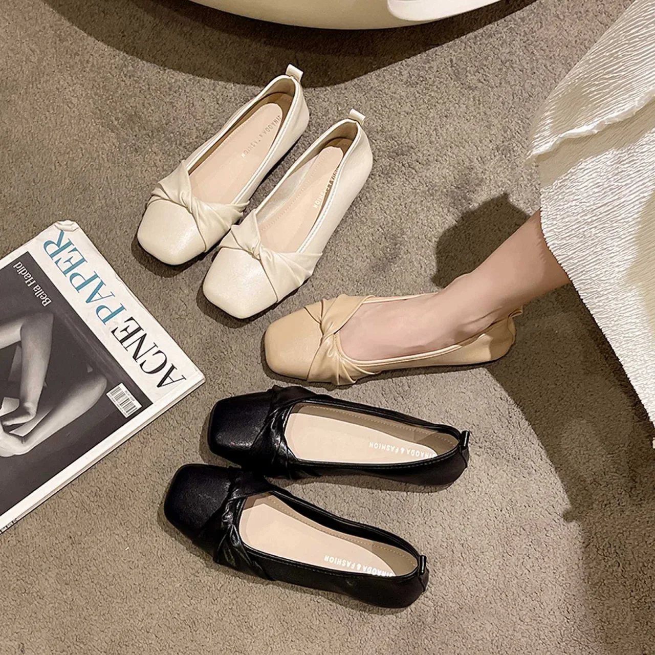

Low Sandals Woman Leather Shallow Mouth Low-heeled Basic PU Rubber Low Sandals Woman Leather Shallow Mouth Low-heeled PU Rubber