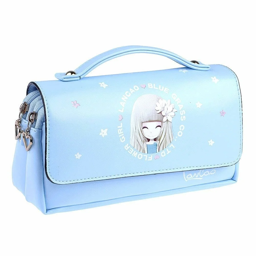 

Mmrm PU bags for women Large Capacity Pencil Case Kawaii Stationery Hand Bag (Light Blue) bolsa feminina -30