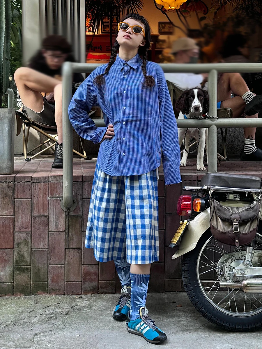 Женские винтажные клетчатые мешковатые шорты REDDACHiC хлопковые свободные короткие