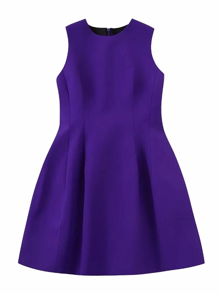 

Платье-мини женское весеннее с круглым вырезом и молнией на спине