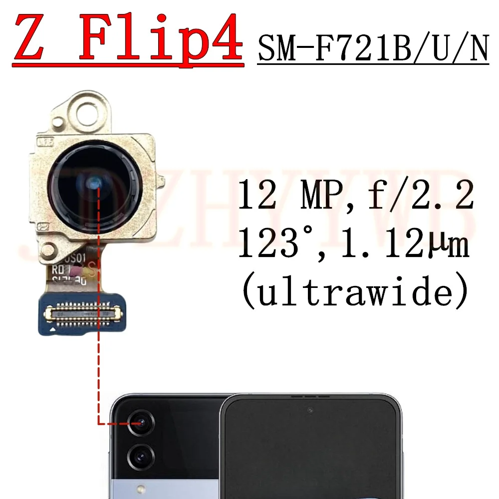 Фото Модуль передней и задней камеры для Samsung Z Flip4 Flip 4 F721B F721U F721N, гибкий кабель для фронтальной селфи-камеры и основной задней камеры №5