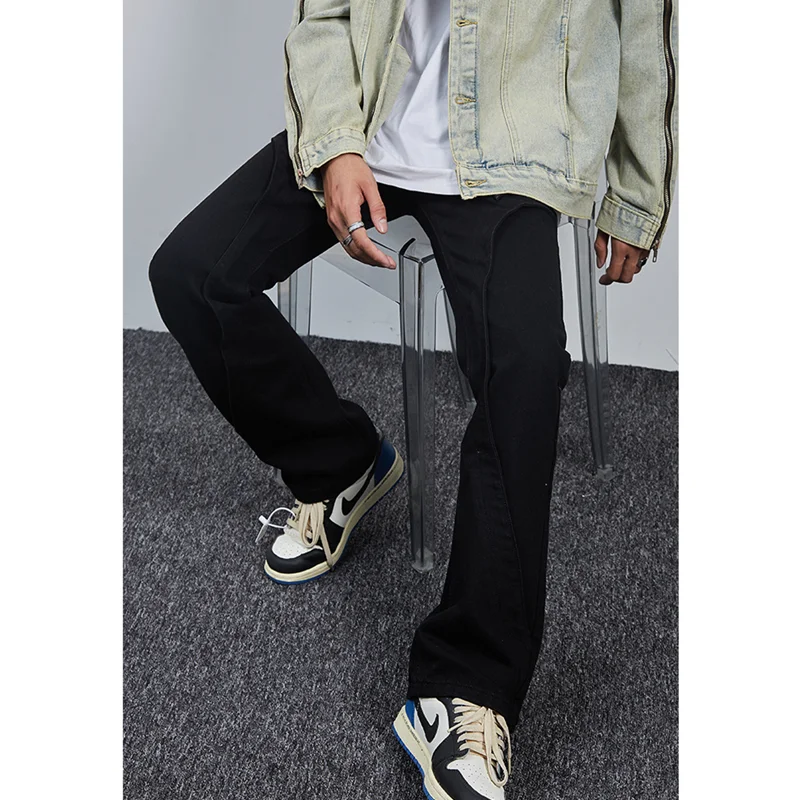 Streetwear Men 2022 New Vintage High Street Recreational Black Pants Straight Cylinder Comfortable Loose Jeans Autumn Female