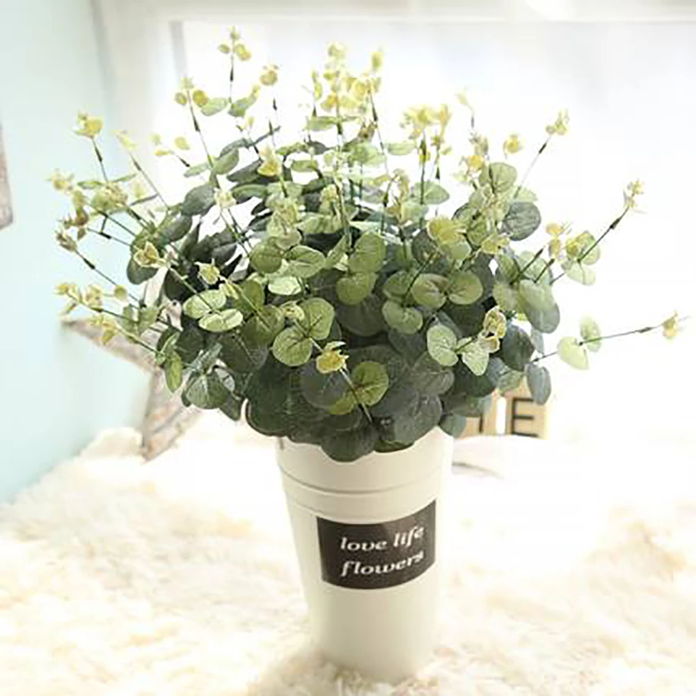 

Artificial Eucalyptus Leaves Stem 52cm Branch Faux Eucalyptuses Flowers Spray Money Leaf Home Wedding Decor Photography Props