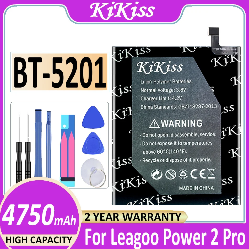 

High Quality Battery 4750mAh for LEAGOO Power 2 Pro Power2 Pro BT-5201 BT5201 BT 5201 Batterie Batteria + Free Tools