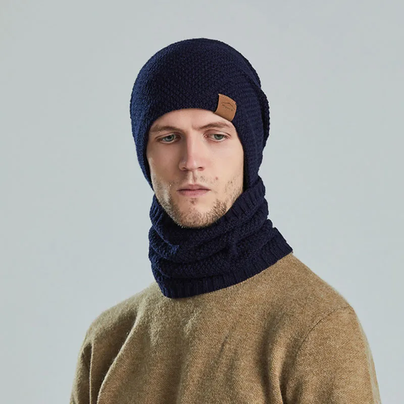 Зимняя шапка шарф для женщин и мужчин толстые флисовые Лыжные шапки вязаная с