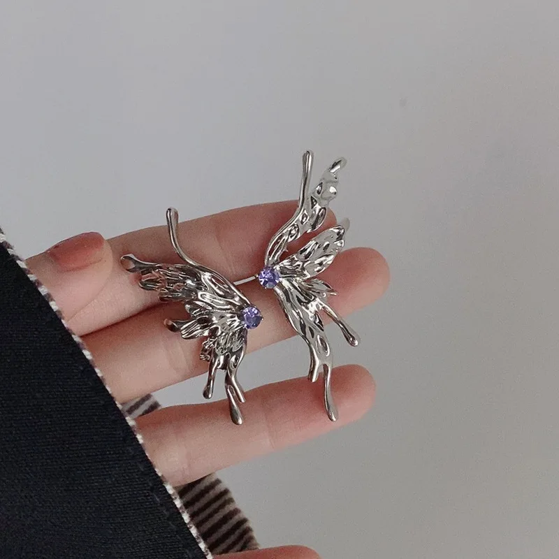 

New Angel Wings Rhinestone Hanging Dangle Exquisite Exaggerated Fashion Stud Earrings Elegant Earrings Beautiful Jewelry