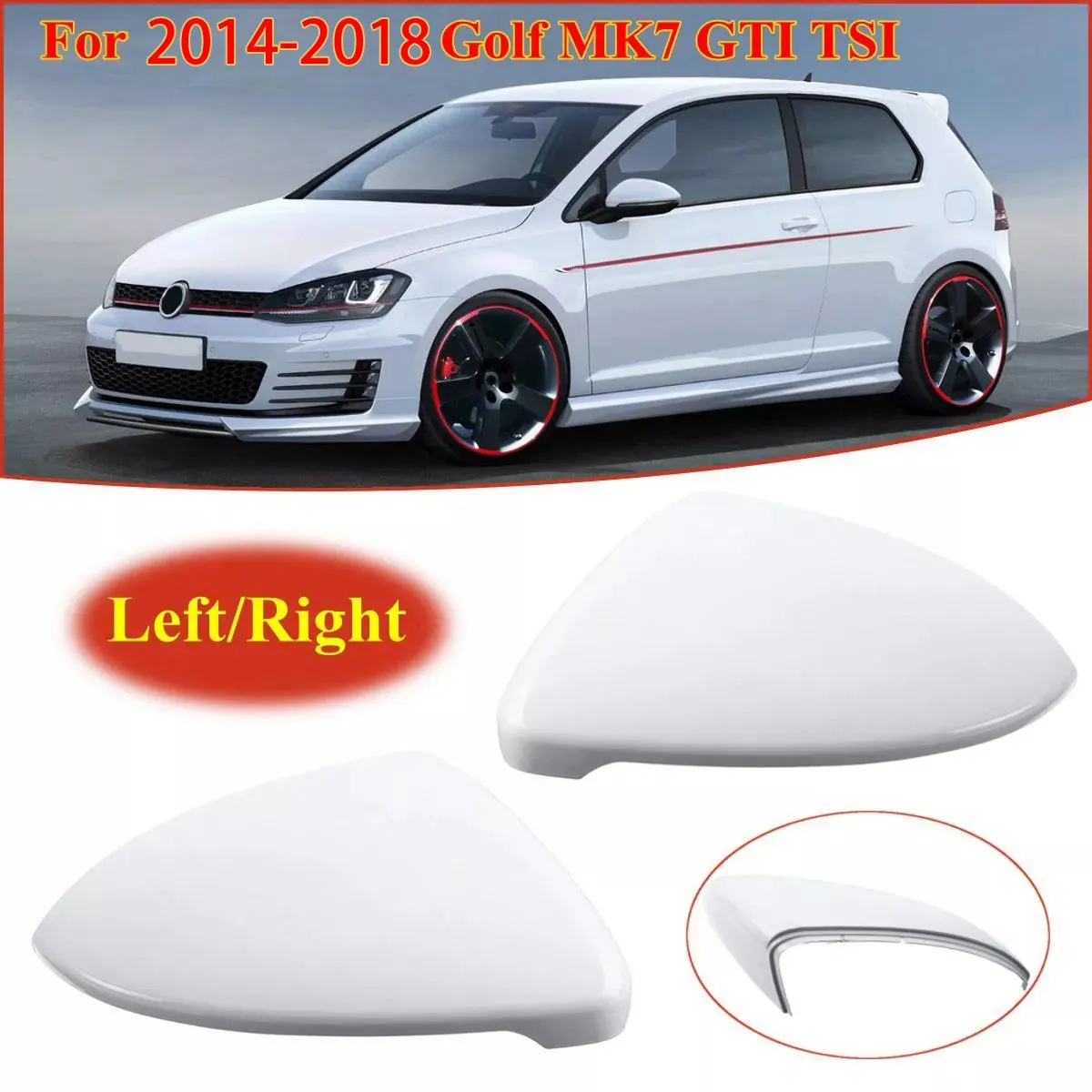 

2PCS for -Golf 7 MK7 - TSI 2014 2015 2016 17 2018 Front White Rearview Side Wing Mirror Cap Cover 5G0857538E