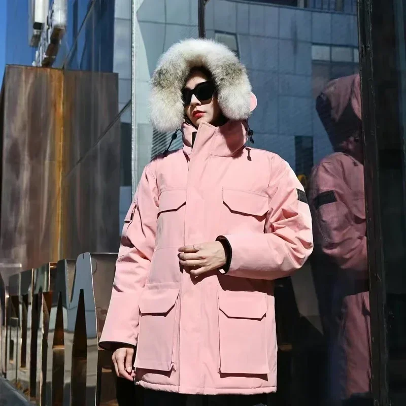 Cana * a Go se однотонная ветрозащитная укороченная пуховая куртка унисекс зимний