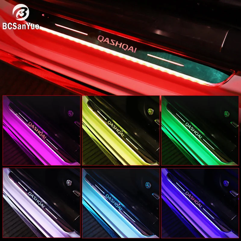 

Car Door Sill LED Pathway Light Customized for Nissan Qashqai J10 J11 USB Power Moving Welcome Pedal Scuff Plate Atmosphere Lamp