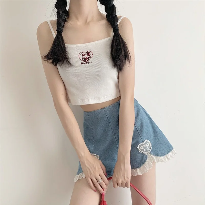 Women Summer Kawaii Sexy Blue Shorts 2021 Cute Lolita Girls Denim Shorts M-4XL Japanese Sweet High Waist Lace Irregular Bottoms