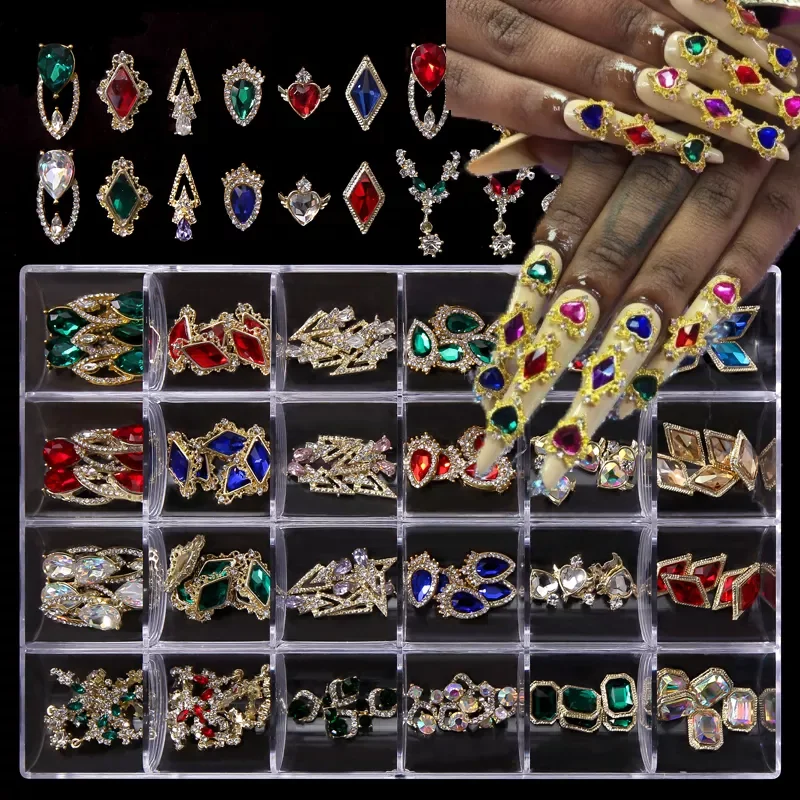

24Girds*5pc Mix Nail Charms Gems In Clear BOX AB Rhiestones 3D jewelly Crystal Stones,2021 new!!! Manicure Charms#6zd