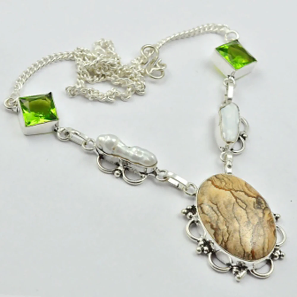 

Ожерелье Jaspers + Peridots из меди, 45 см, N2776