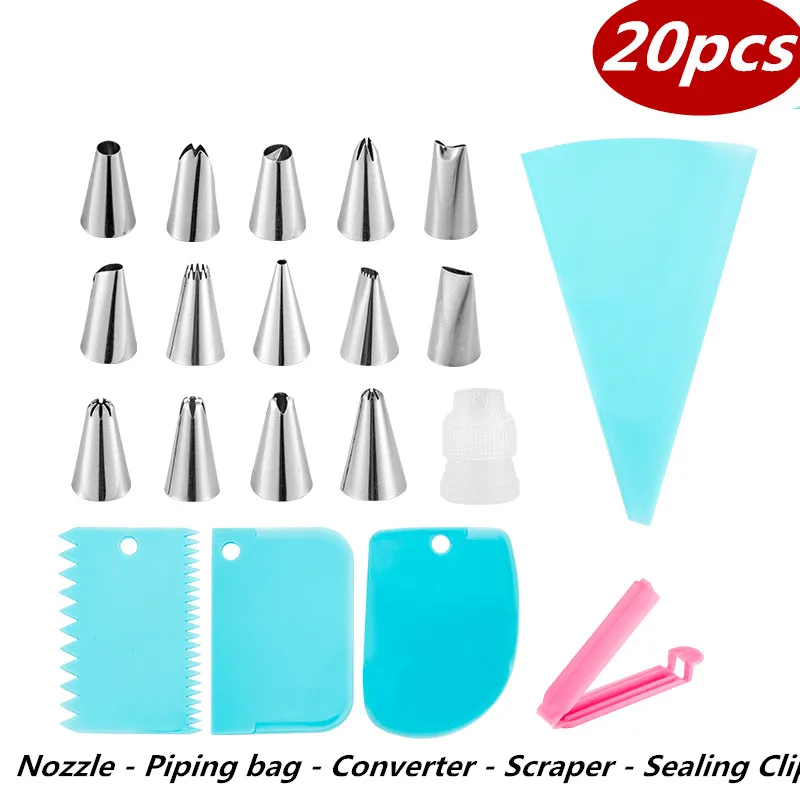 

Cheap 20pc Cake Decor Cream Nozzle Set Cupcake Pastry Decorating Stainless Steel Pip Nozzle Home Kitchen Baking Tool Accessories