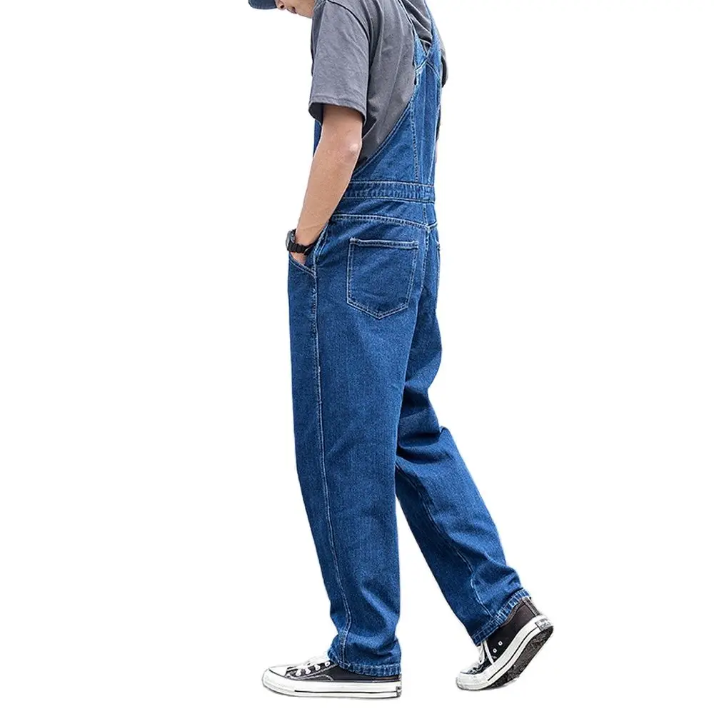 Plus Size Men's Fashion Jeans Demin Overalls Loose Pantalons 2023 Spring Autumn Leisure Strappy Blue Jeans Trousers Men Clothing