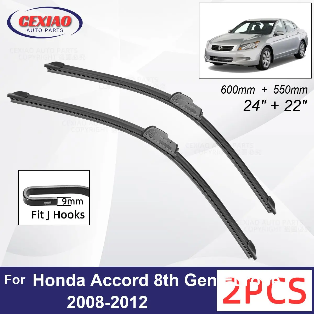 

Car Wiper For Honda Accord 8th Gen Europe 2008-2012 Front Wiper Blades Soft Rubber Windscreen Wipers Auto Windshield 600mm 550mm