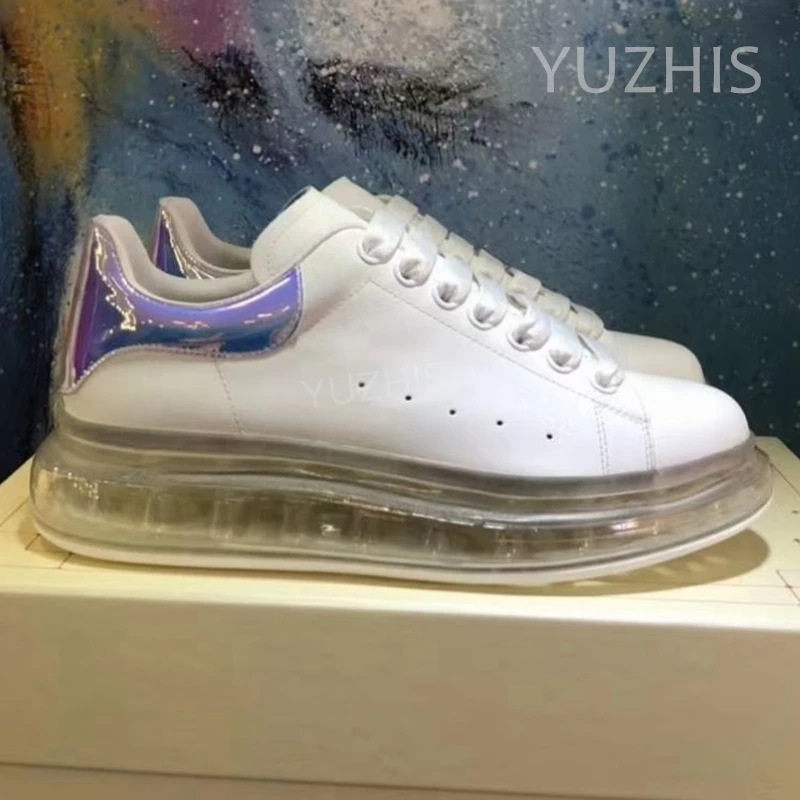 

Real Leather Designer Thick Sole Shoes Couple Platform Sneakers Women Tenis Feminino Casual Men Trainers Lace Up Sport Shoes