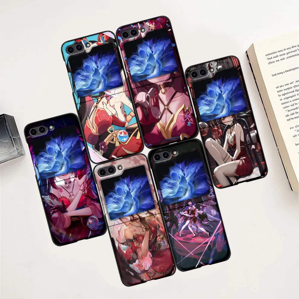 Блестящий чехол Star Rail для Samsung Galaxy Z Flip5 черный телефона из поликарбоната с