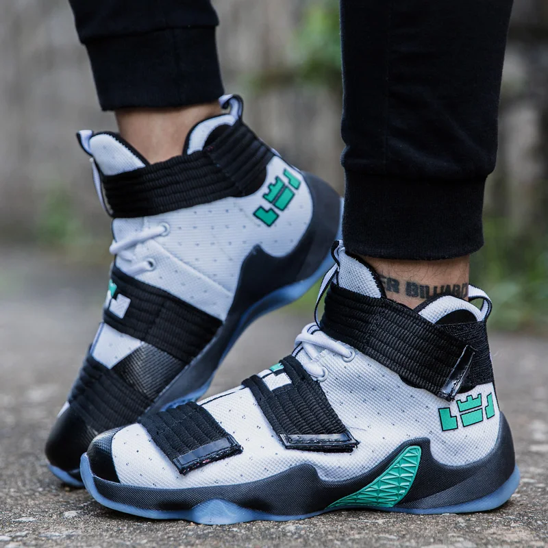 Men High Top Basketball Shoes 2023 New Pattern Breathable Anti Slip Athletic Couple Sneaker Lace Up Training Footwear for Women