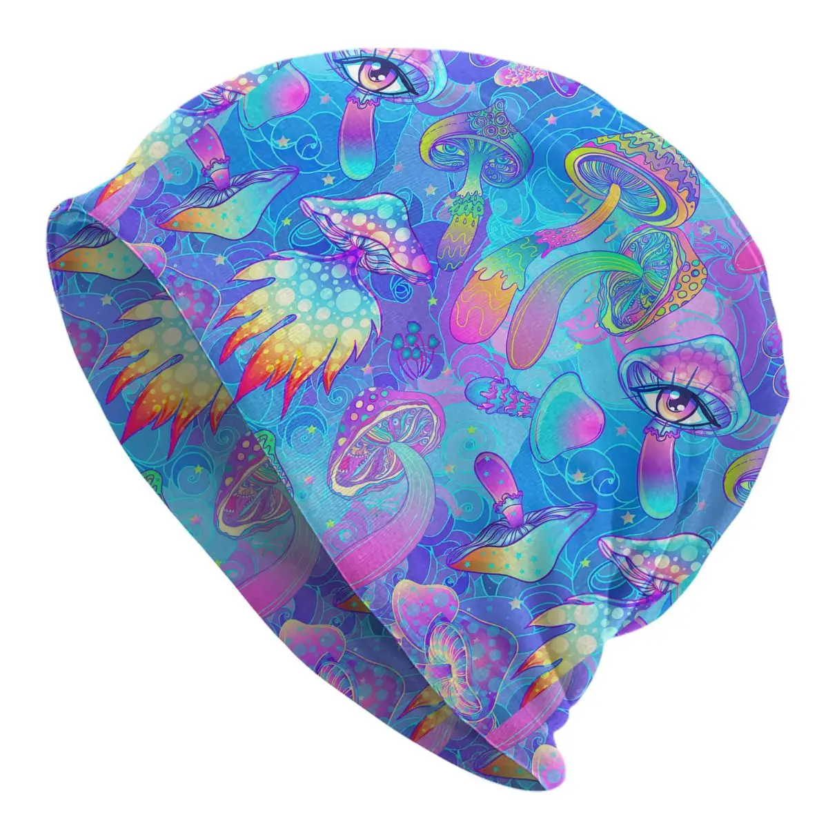 

Psychedelic Magic Mushrooms Bonnet Hat Cool Street Skullies Beanies Hats Unisex Summer Dual-use Caps
