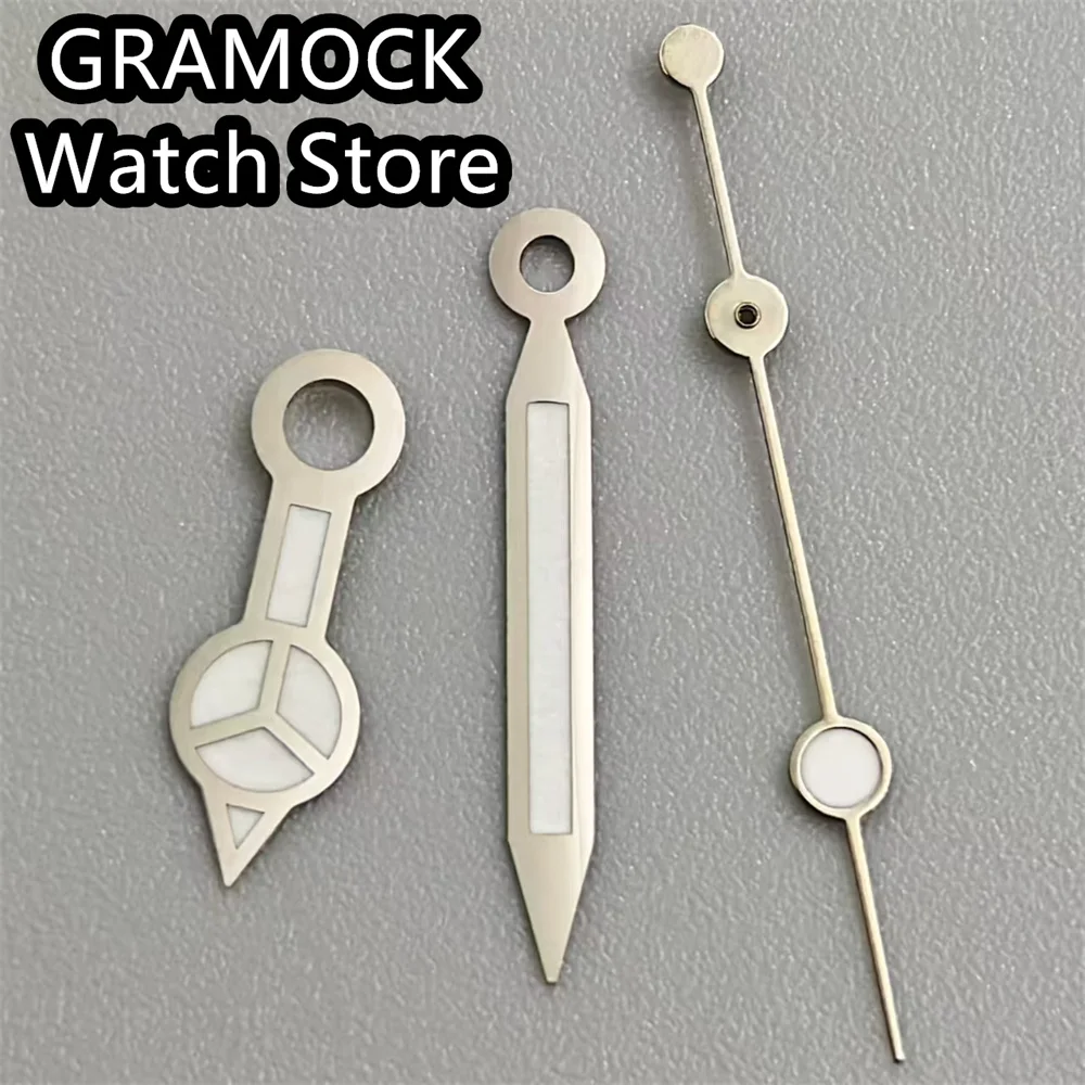 Стрелки часов GRAMOCK Серебряные стрелки Зеленый Синий Светящийся механизм 3135