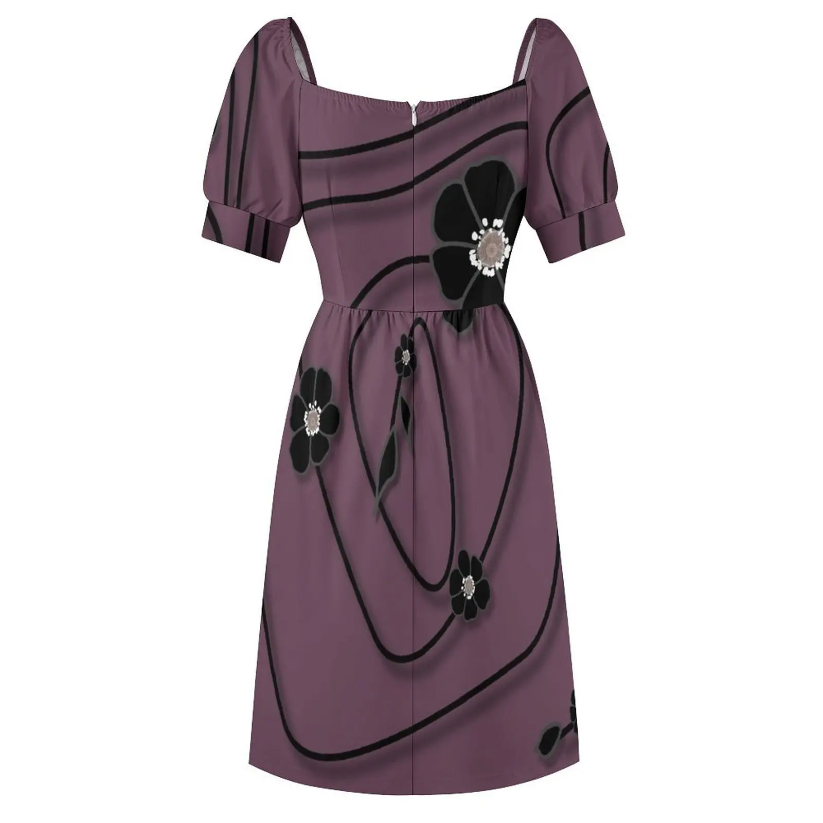 Яркий витраж вдохновленный аubergine и черный цветочный узор — оригинальное платье