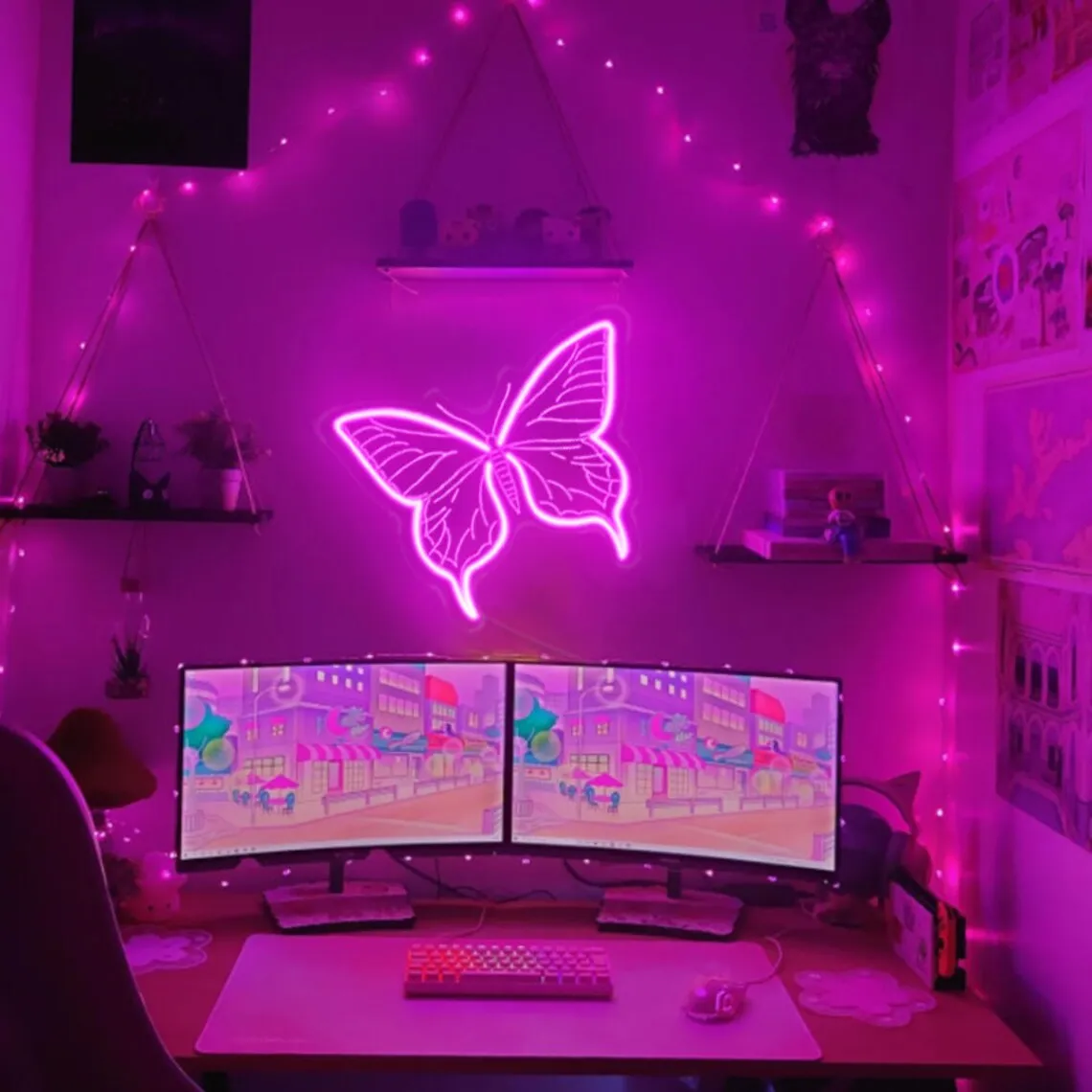 Неоновая светодиодная вывеска в виде бабочки великолепное украшение для дома