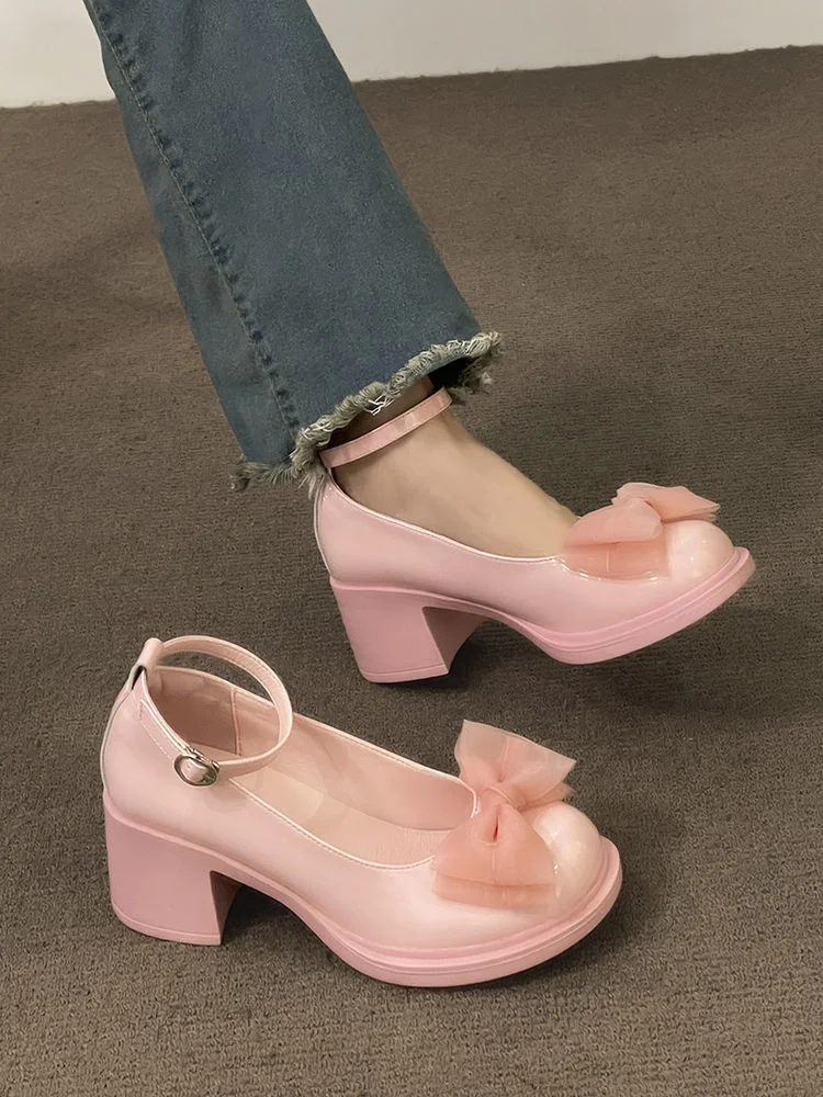 

Женские туфли 2023, женская обувь, оксфорды с бантом, универсальные новые классические кожаные туфли с бабочками в стиле ретро, летняя ткань, б...