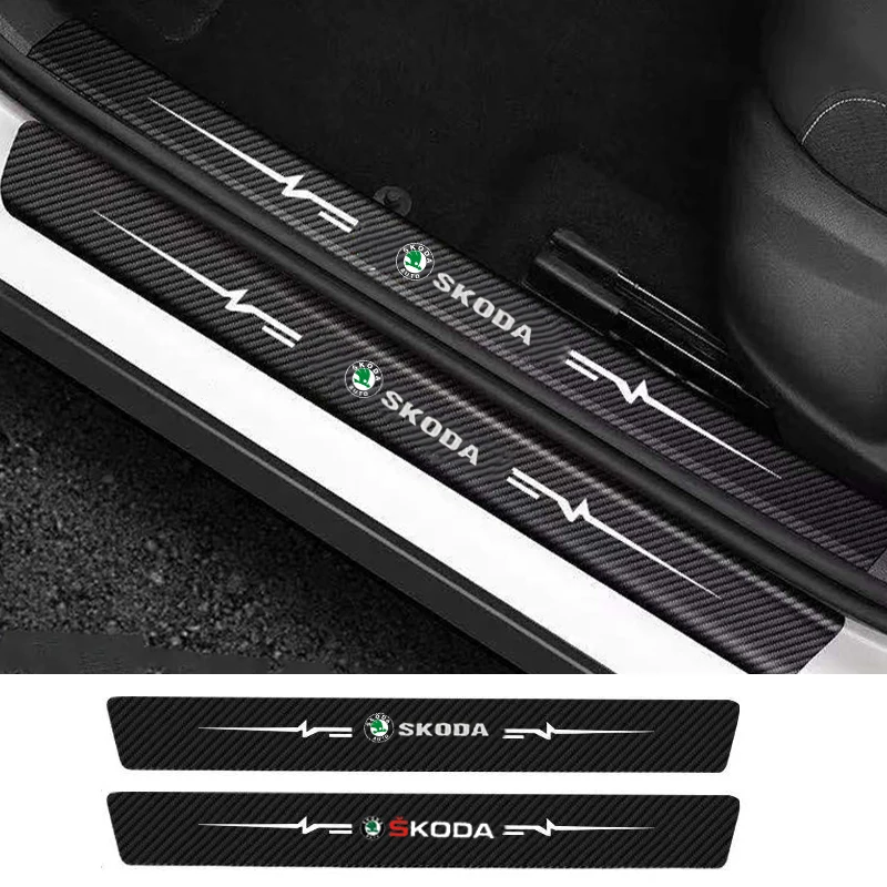 Автомобильное украшение порога двери для Skoda Fabia Superb Octavia Kodiaq Yeti Karoq Citigo Felicia Kamiq Rapid Scala Автомобильная наклейка