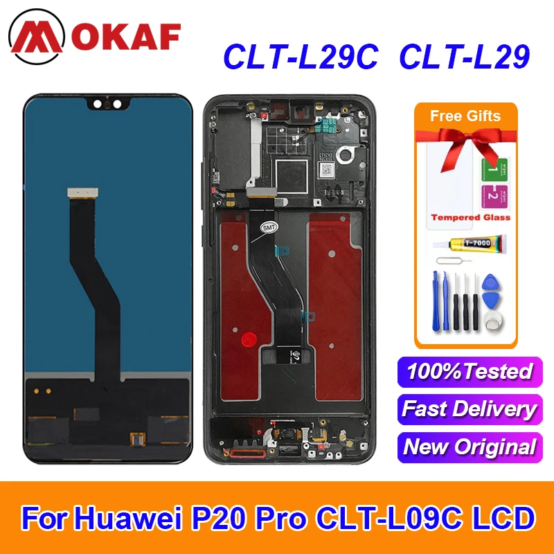 OKANFU Huawei P20 Pro LCD Display Touch Screen Digitizer Assembly Replacement CLT-L04 CLT-L09 L29 For Huawei P20 Pro Fingerprint