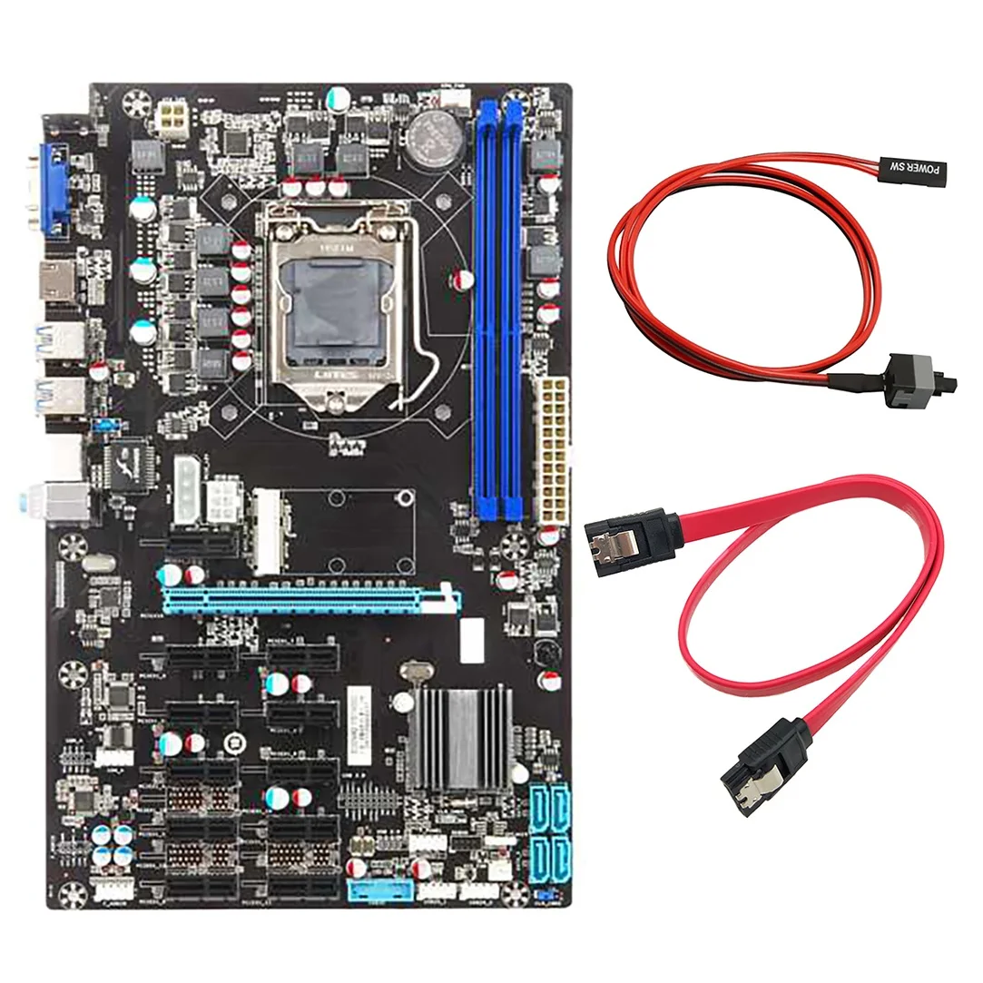 

Материнская плата B250 BTC для майнинга с кабелем коммутатора и кабелем SATA 12 PCI-E, графический слот LGA 1151 2XDDR 4 RAM SATA3.0 USB3.0