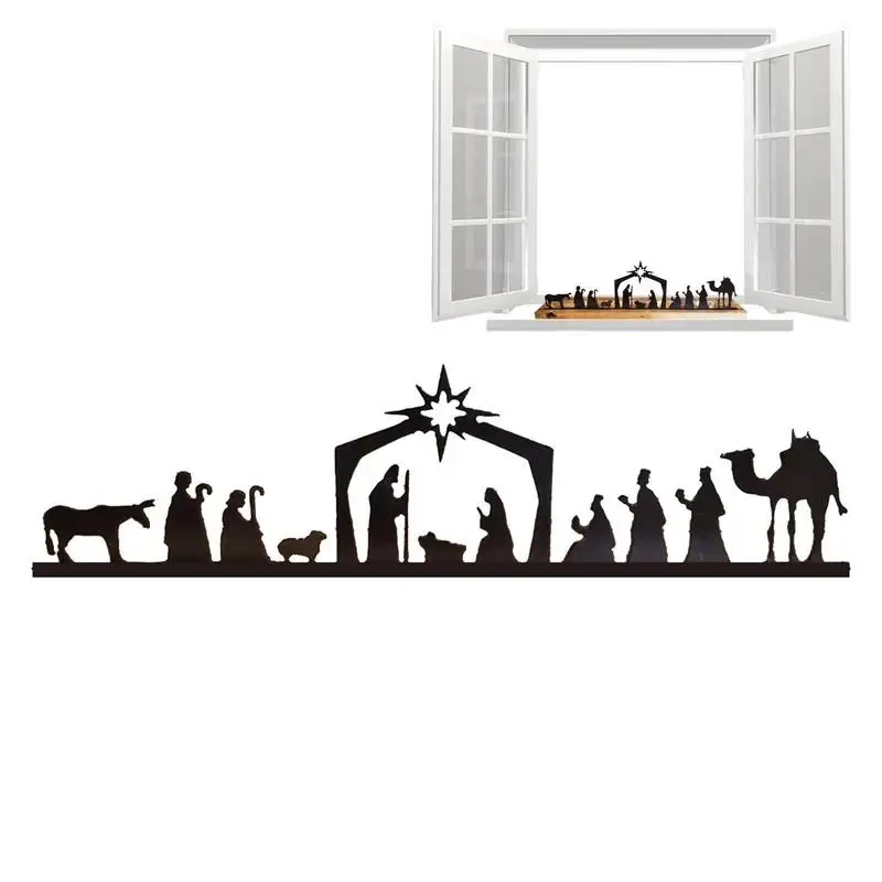 Cutout Jesus Birth Iron Metal Stakes Tabletop Decorations Gift Nativity For Party Supply