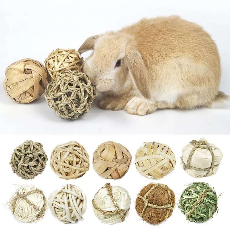 

10Styles Braided ball Pet Chew Toy Guinea Pig Rabbit Hamster Natural Grass Ball Molar toy Tooth Cleaning Supplies