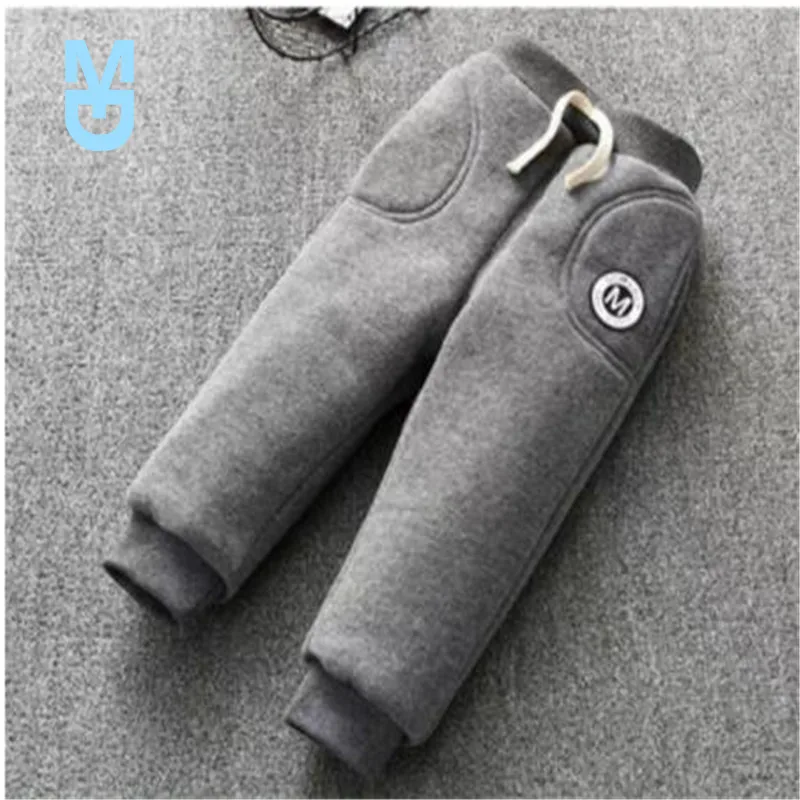

New Thicken Boys Pants Winter Warm Plus Velvet Pants For Girls 2022 Winter Kids Trousers Children Sport Pants