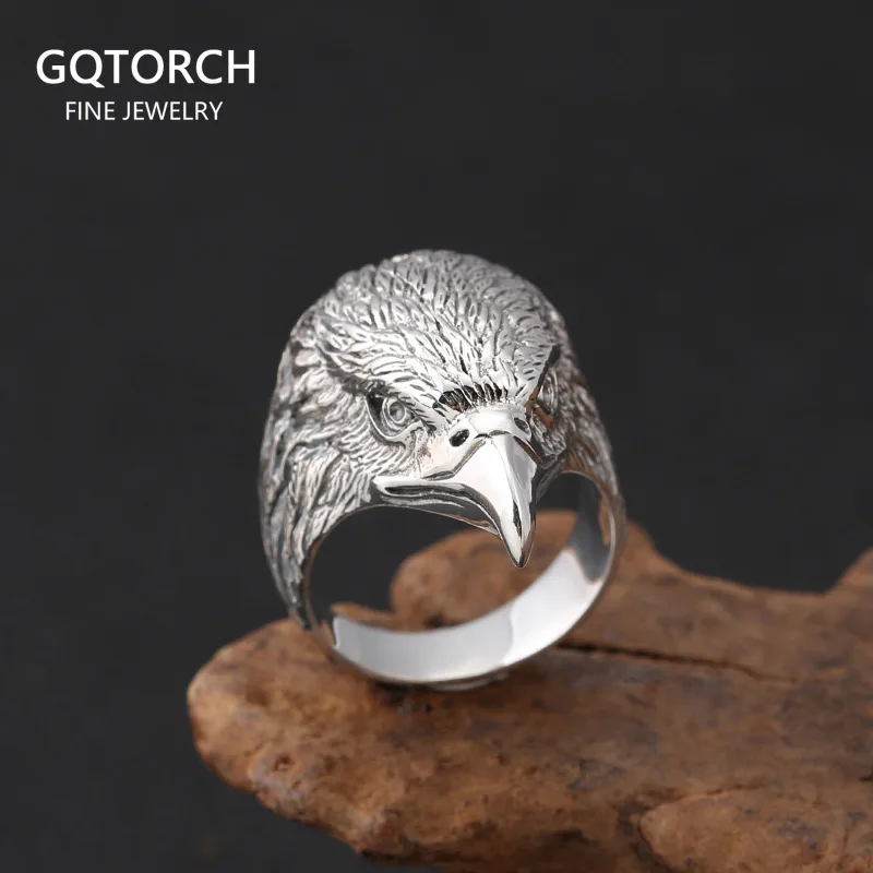 S925 Sterling Silver Ornament Ring for Men Thai Silver Cool Punk Eagle Index Finger Ring Big Rings Jewelry