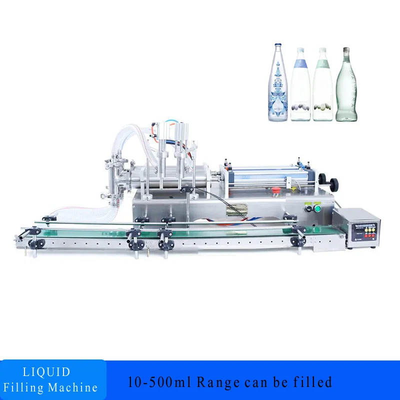 

Beverage Red Wine Milk Olive Oil Quantitative Liquid Filling Machine Horizontal Pneumatic Double Nozzle Liquid Filling Machine