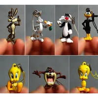 8pcs daffy duck tweety bird coyote bugs rabbit big mouth monster sylvester anime action figures pendant model toys kids gifts