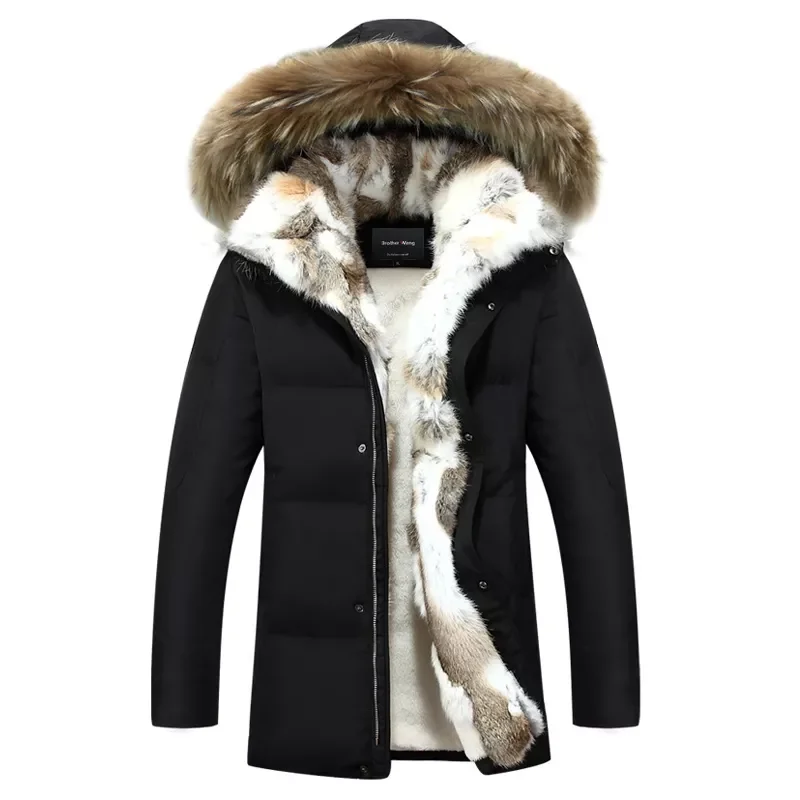 2022New jacket men high quality Men's long down coat Fashion big hair collar Thicker warmth Hooded leisure park jacket 4XL 5