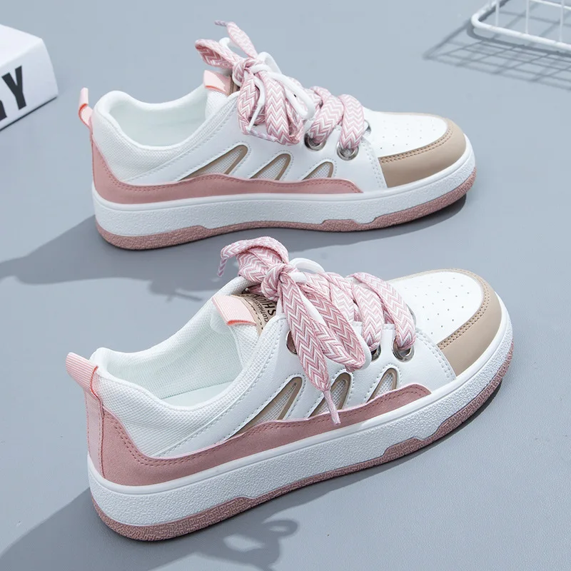 

2022 New Spring Casual Sports Shoes Hot Sell Muffin Thick-soled All-match Lace Up Small White Shoe Women Breathable