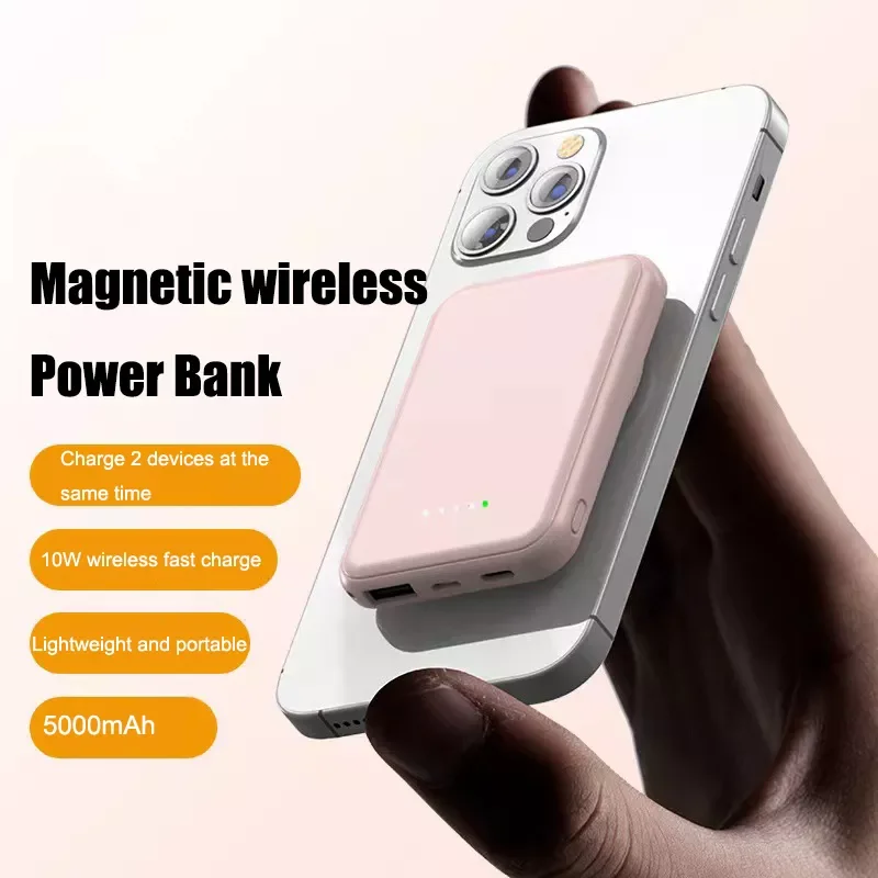 

2023New Magnetic Power Bank For Iphone 13 12 Pro Mini Max 10W Wireless Fast Charging 5000mAh LED Poverbank Mobile Phone External