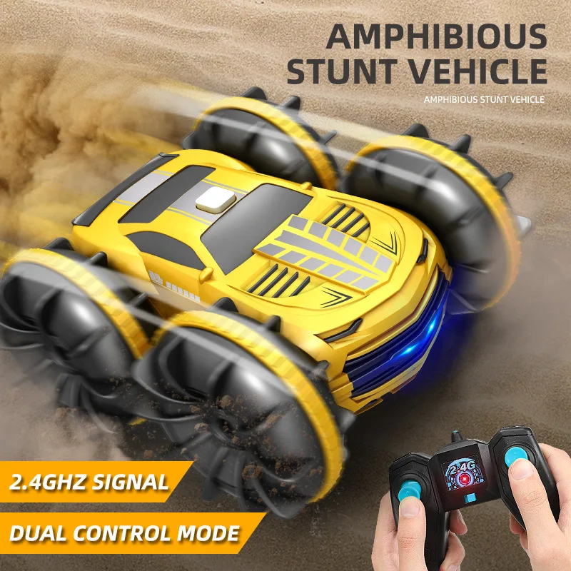 

2in1 RC Car 2.4GHz Remote Control Boat Waterproof Radio Controlled Stunt Car 4WD Vehicle All Terrain Beach Pool Toys for Boys