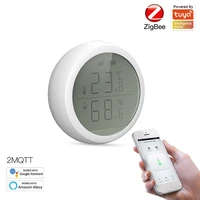 tuya smart zigbee smart temperature and humidity sensor with lcd display battery powered with smart life app alexa google home