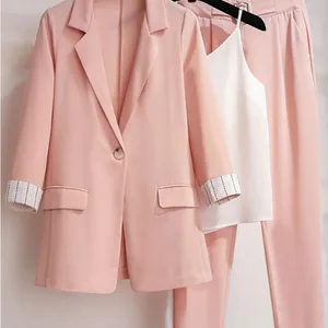 Imported 2023 spring new plus size Korean elegant women's suit female blazer leisure pants Tweed suit jacket 