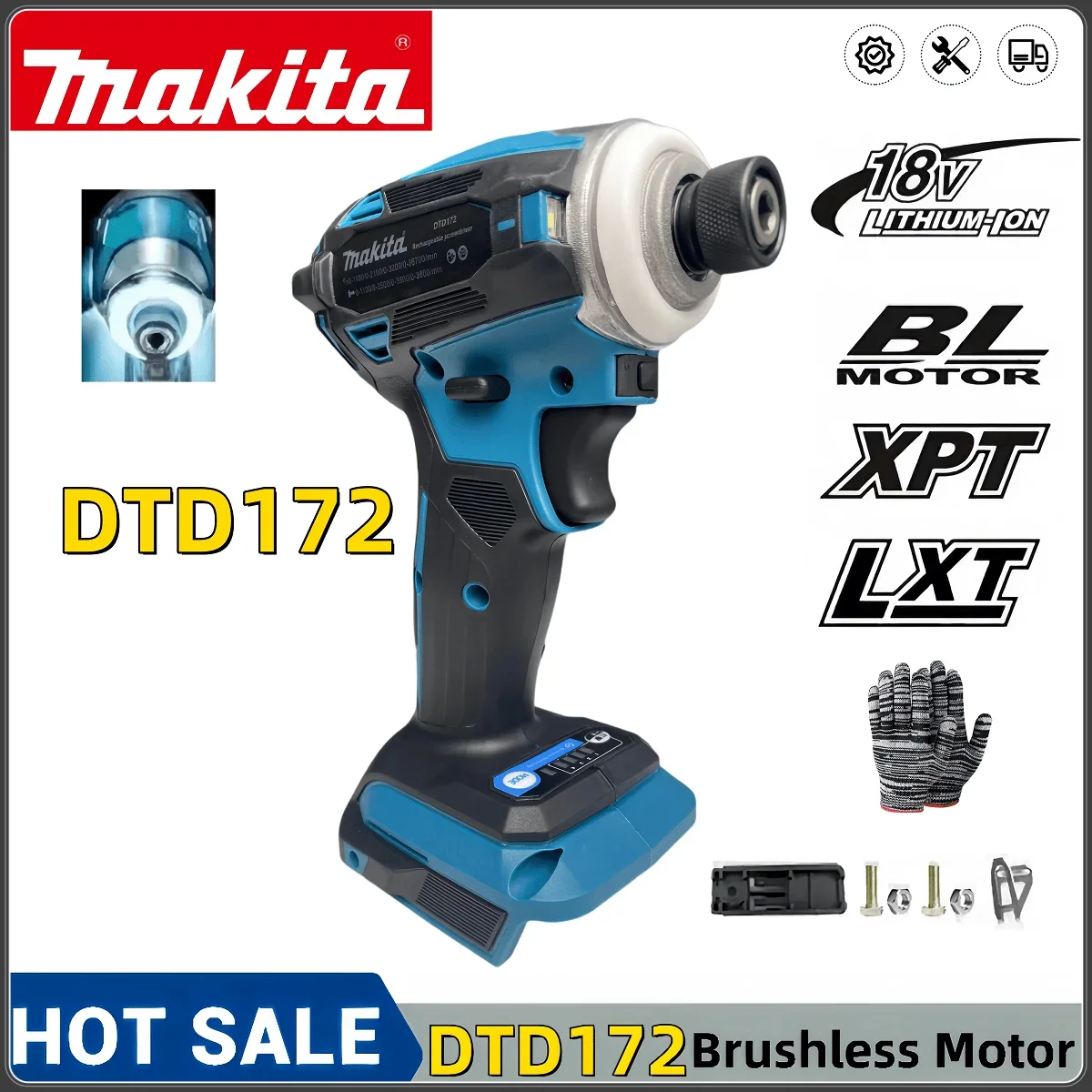 Makita DTD172 180NM Аккумуляторный ударный шуруповерт LXT 18 В BL Бесщеточный