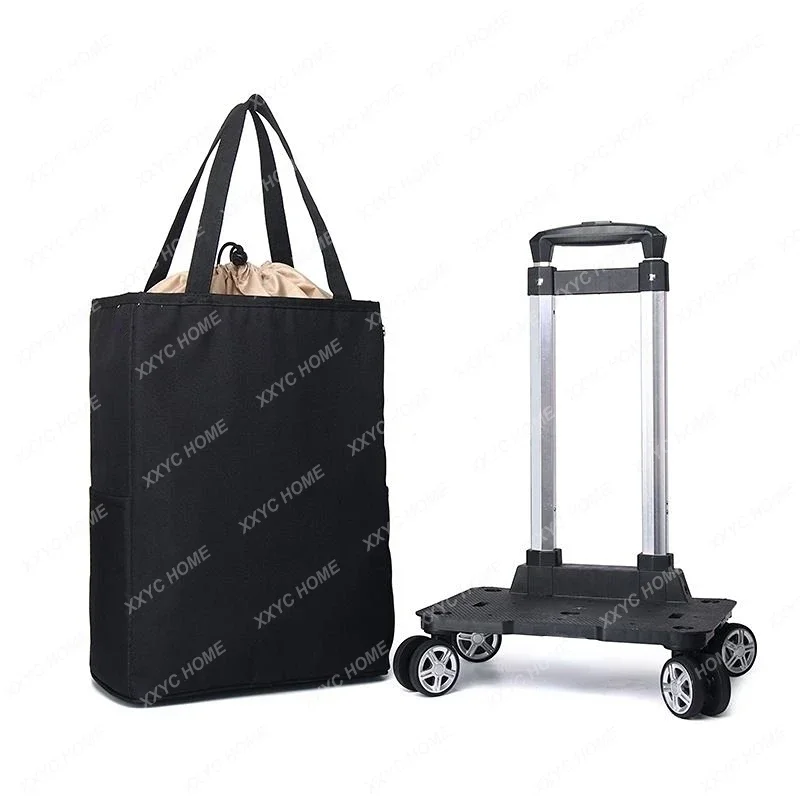 

Folding Shopping Bag Women's Big Pull Cart Trolley Bags for Organizer Portable Buy Vegetables Fruit Market Bags with 4 Wheels